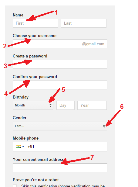 Fill Details For Create Gmail Account